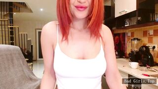 Redhead horny big booty big boobs babe masturbating