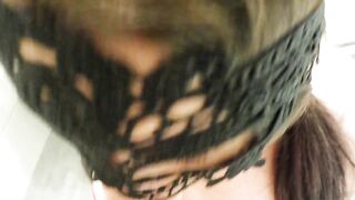Bound Brunette Deepthroats and Tastes Cum in BDSM POV Video