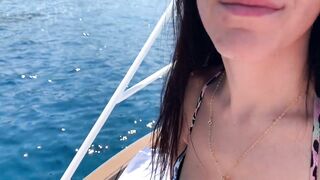 Big-Titted Brunette Vibes to Orgasm on a Yacht