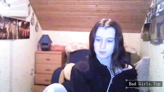 Very cute skinny brunette cam teen babe