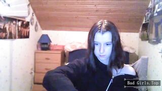 Very cute skinny brunette cam teen babe