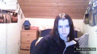 Pretty skinny brunette solo teen webcam teasing