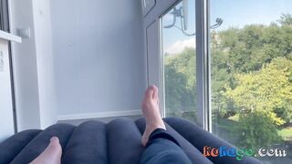 Blonde Russian babe sucks my big dick like a pro