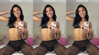 Hot Trans Girl Flaunts Body in Black Fishnets