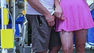 HOT and Risky in the same time. He CUMS Hard on girl's dress in public transport! Dirty Stranger's Fantasy