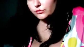 Big-Titted Brunette Doughnut on Webcam
