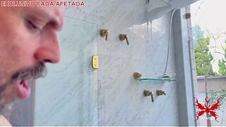 I went to take a shower with my friend, and two guys came into the bathroom.