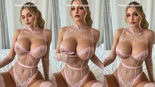 Blonde Tease Pulls Her Sheer Cups Down