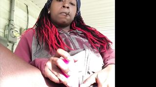 Black Solo Webcam Girl Uses Sex Toy Outdoors