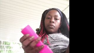 Black Solo Webcam Girl Uses Sex Toy Outdoors