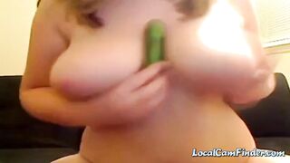 Busty Amateur Strips and Masturbates on Webcam
