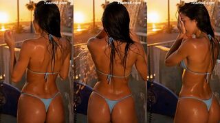 Hot Tranny Shows Off Round Ass in Outdoor Shower