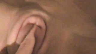 Girl pumps her pussy with a huge dildo