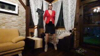 Big-Titted Brunette MILF's Rough First Day as a Secretary