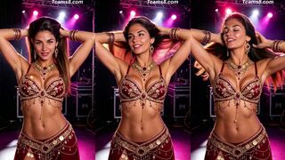 Sexy Shemale Belly Dancer Poses on Stage