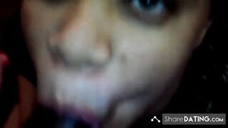 Ebony Amateur Deepthroats in POV Blowjob Video