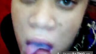Ebony Amateur Deepthroats in POV Blowjob Video