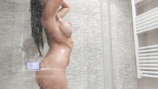 Horny Latina Teen with Big Ass and Tits in the Shower