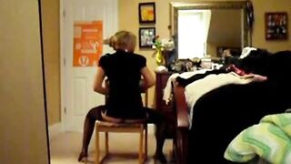 Red Lingerie Striptease by Sexy College Babe on Webcam