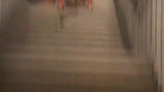 German Amateur Flashes and Pees in a Train Station