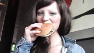 German Amateur Couple's Public Bathroom Blowjob and Facial at McDonald's