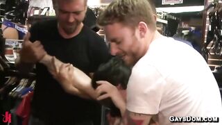 Rowen Jackson Bound In Clothing Store Rope Gangbang Oral And Clothespin Play