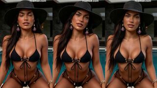 Sexy Shemale in Wide Hat Shows Off Her Perfect Curves