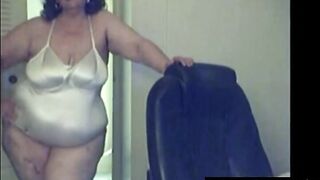 Big-Titted BBW Granny on Webcam in Satin Body Suit