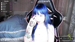 Cute small tits long blue hair web solo petite teen