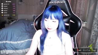 Cute small tits long blue hair web solo petite teen