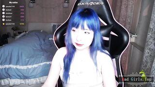 Cute small tits long blue hair web solo petite teen
