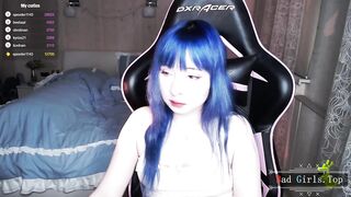 Cute small tits long blue hair web solo petite teen
