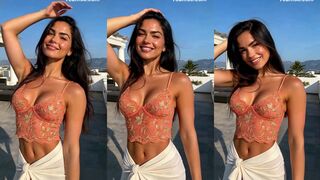 Hot Transgirl in Orange Lace Crop Top Looks Stunning