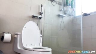 Asian Teen Step Sis Masturbating in Bathroom Spy Cam