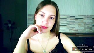 Very pretty busty brunette solo teen in sexy lingerie