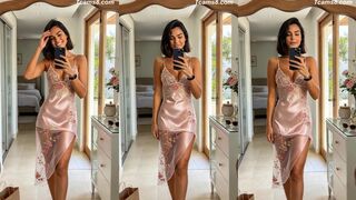 Hot Shemale Takes Mirror Selfie in Sexy Slip Dress