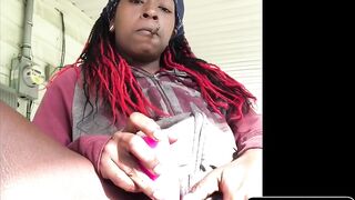 Black Solo Webcam Girl Uses Sex Toy Outdoors