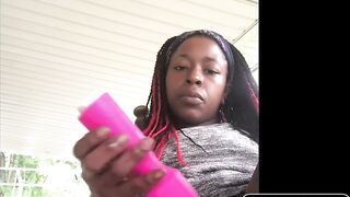 Black Solo Webcam Girl Uses Sex Toy Outdoors