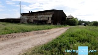 Blonde Babe's Public BDSM Solo in a Hayloft