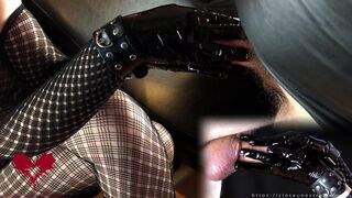 Close Up Extreme - Close-Up Of A Cock Massage With Black Latex Gloves