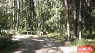 Slutty MILF Swallows Stranger's Cum in the Woods