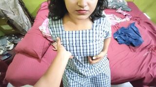 She sucks so well, I will cum in her mouth - Indian School Girl Blowjob