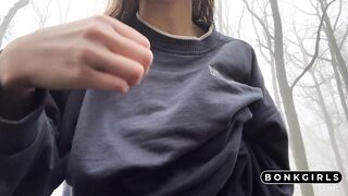 Big-Titted Teen Masturbates in the Forest