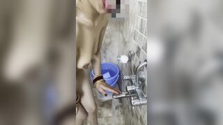 Desi Indian New Wife Bath Running Tap Masturbation Hot