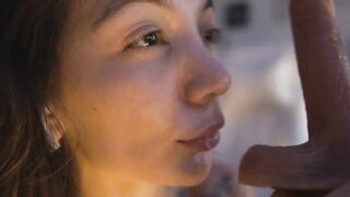 Cute Babe Chokes on a Huge Dildo - Deepthroat Drooling Blowjob Solo